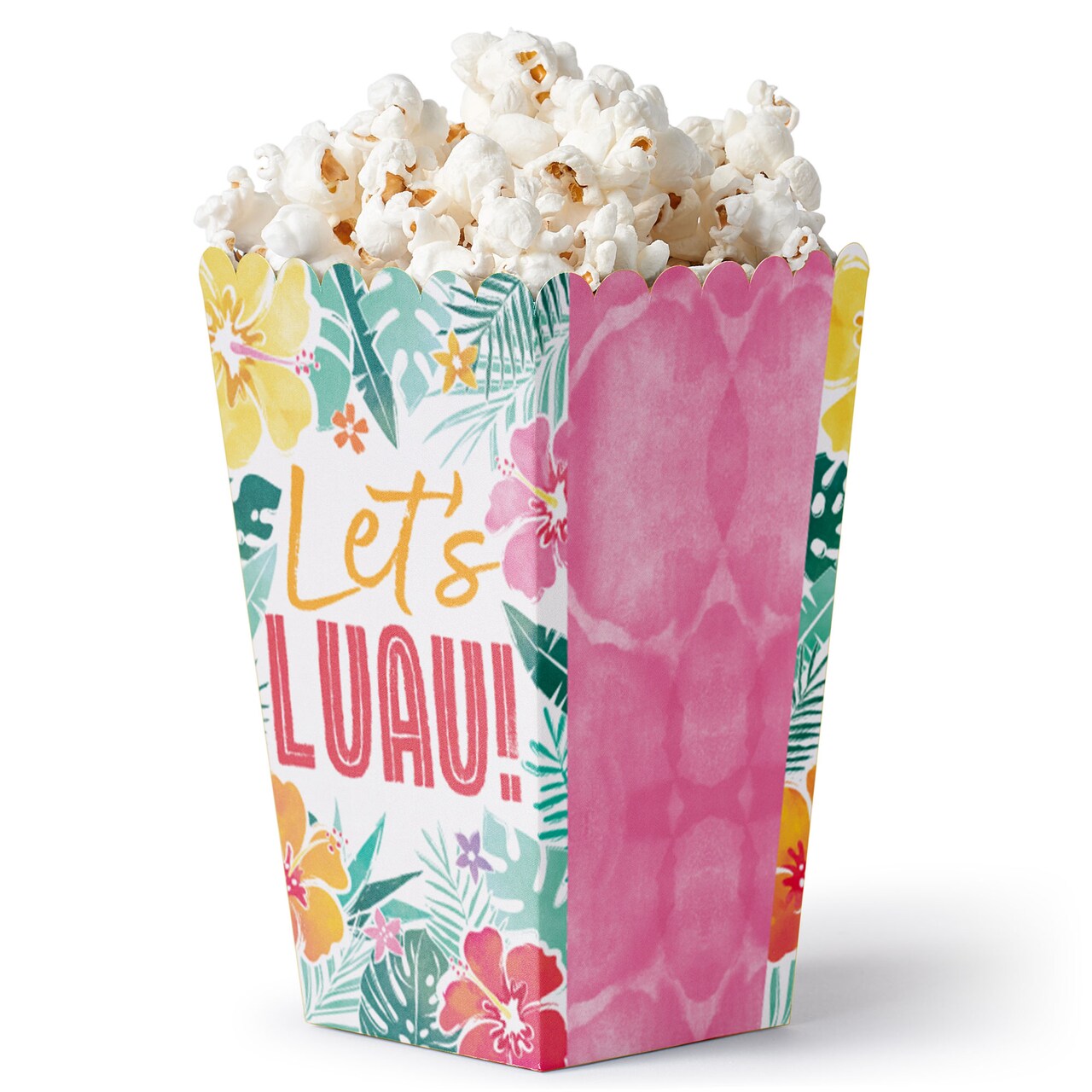 Big Dot of Happiness Hawaiian Luau Popcorn Boxes, Tropical Floral Birthday Party Favors, Let's Luau Treat Boxes - Set of 12